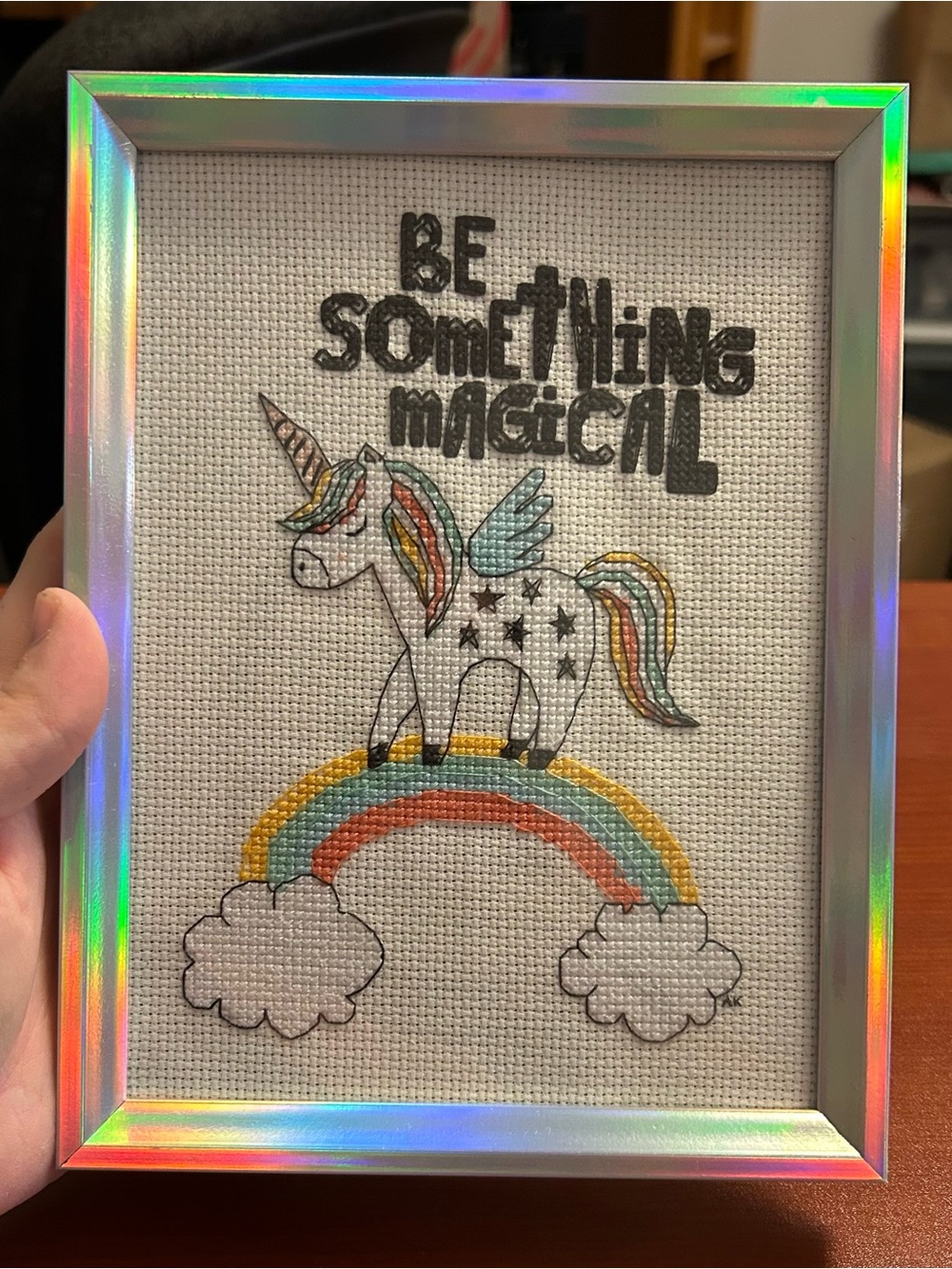 Be Something Magical Unicorn Mixed Media Wall Art - Rainbow Silver Frame